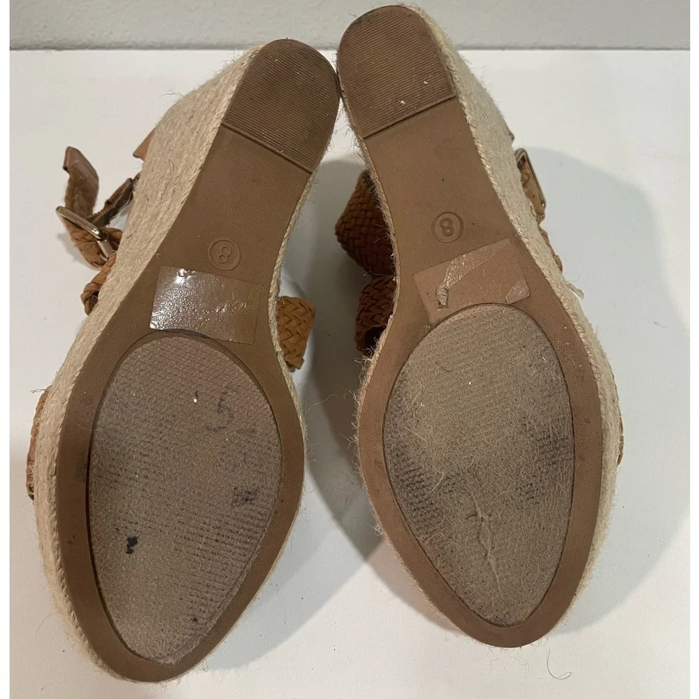 CHARLOTTE RUSSE tan braided open toe platform wedge size 8